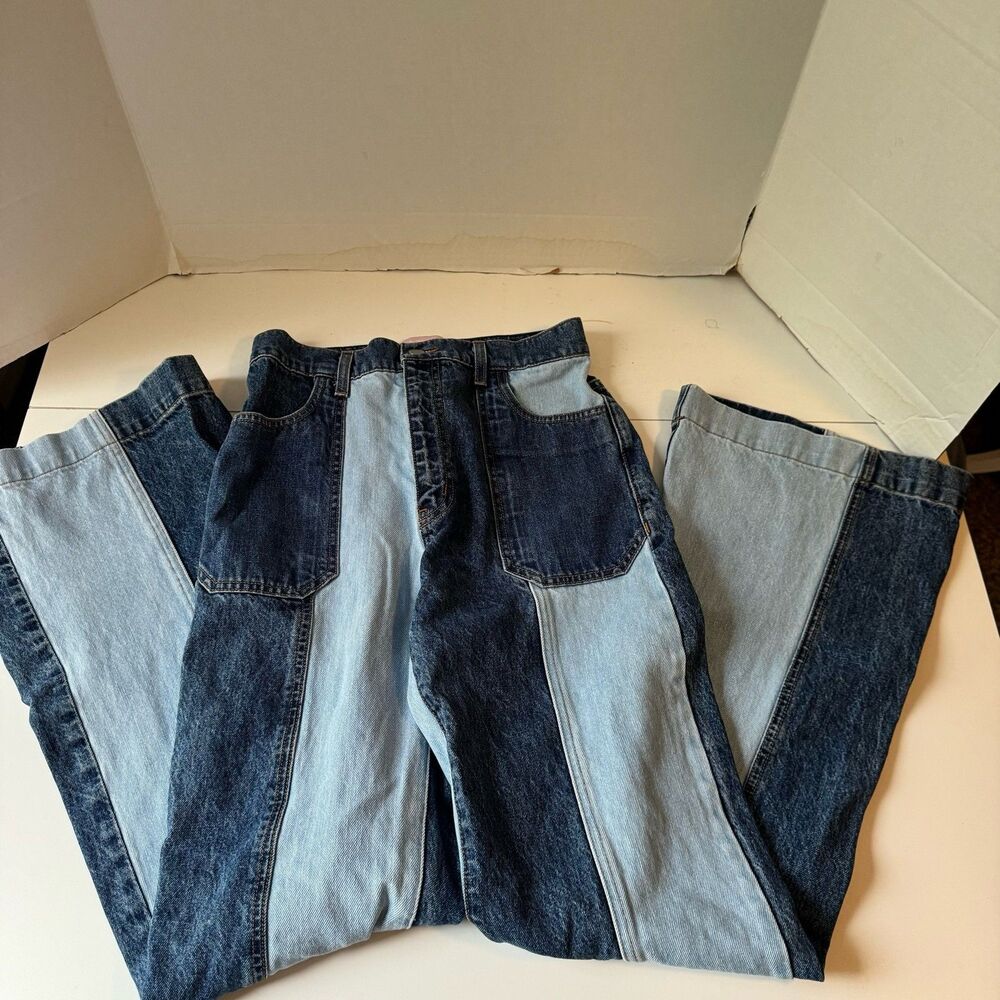 Revice Denim Jeans Women Two Tone High Rise Straight Leg Blue Size 29